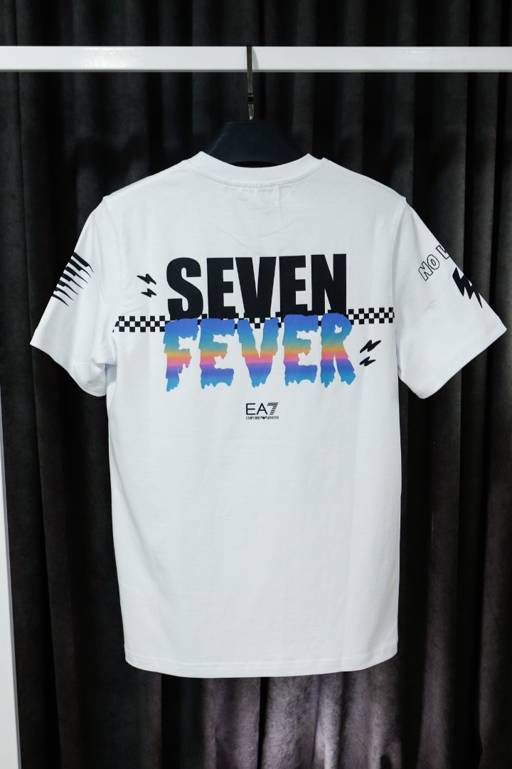 Ekru Ea7 Armani Empirme Baskı Premium Erkek T-Shirt