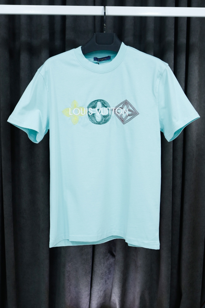 Bebe Mavisi Louis Vuitton Nakış İşleme Premium Erkek T-Shirt