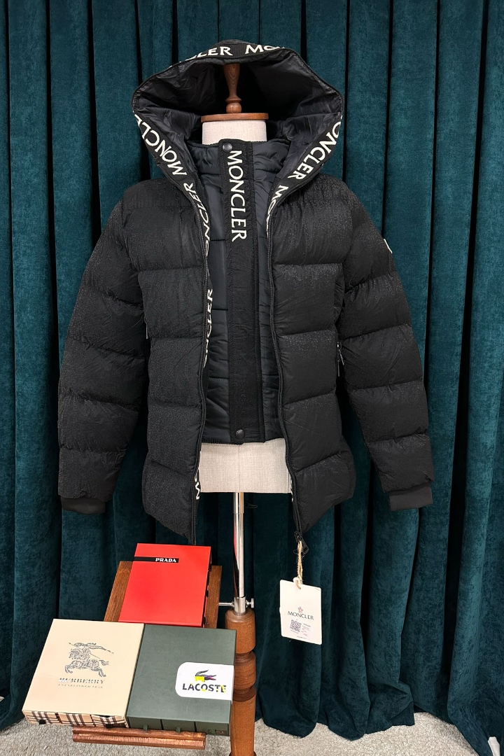 Moncler Siyah Yağmur Desen Premium Mont Moncler Siyah Yağmur Desen Premium Mont