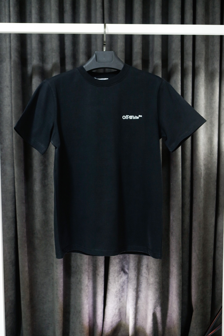 Siyah Offwhite Ön Arka Nakışlı Premium Erkek T-Shirt Siyah Offwhite Ön Arka Nakışlı Premium Erkek T-Shirt