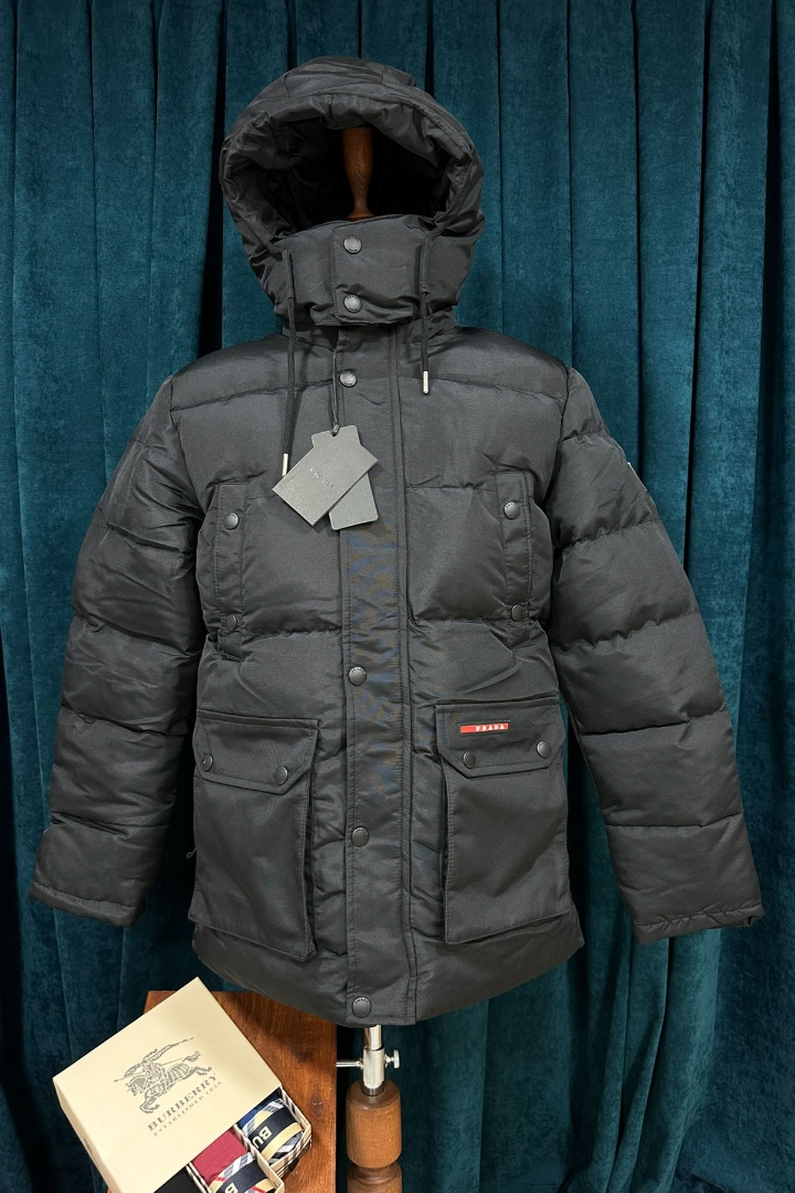 Prada Mat Siyah Uzun Erkek Premium Parka Mont Prada Mat Siyah Uzun Erkek Premium Parka Mont